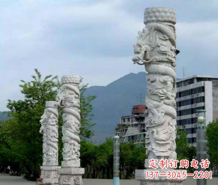 泰安精美工艺大理石龙柱雕塑