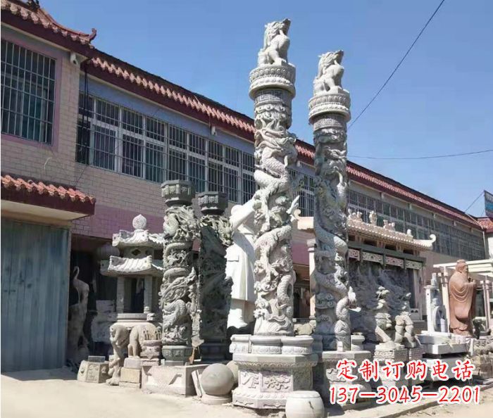 泰安广场景观大理石龙柱石雕_1