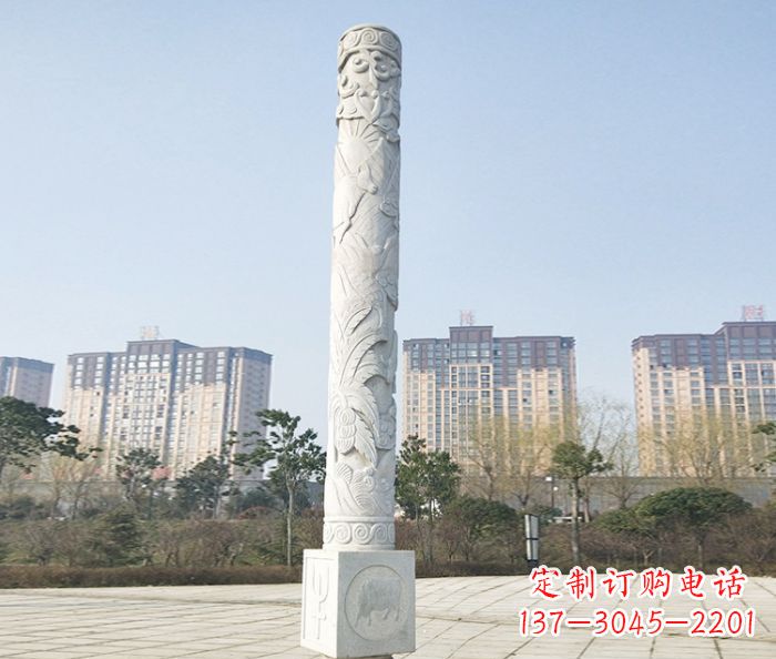 泰安真实而细腻的大理石龙柱石雕