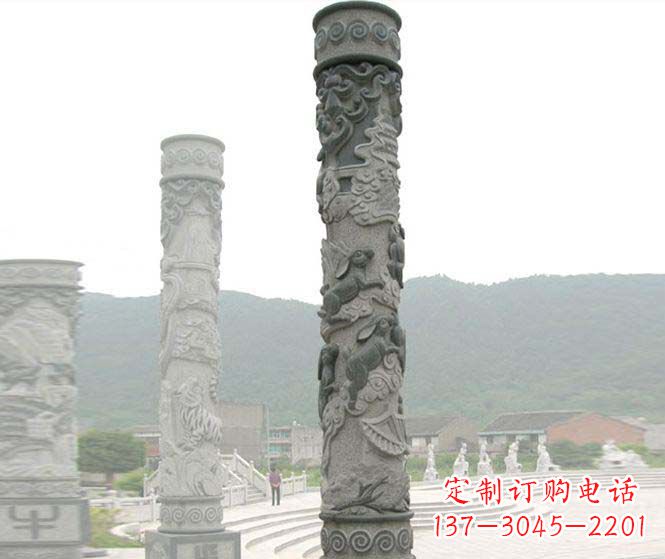 泰安中领雕塑:多彩活力的12生肖石柱