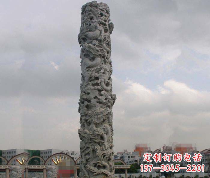 泰安精美仿古盘龙柱石雕