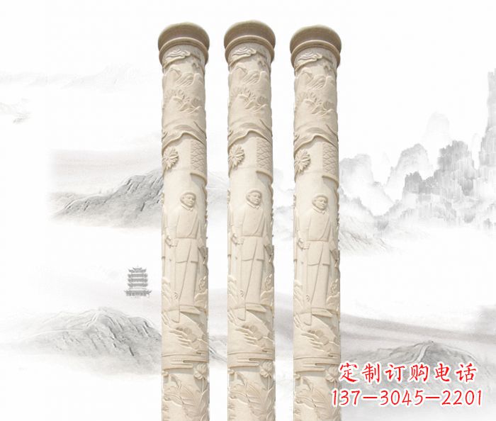 泰安精致大气的汉白玉龙柱雕塑