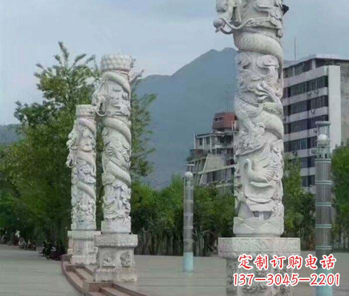 泰安定制精美的盘龙柱石雕