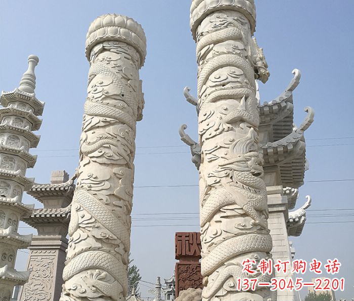 泰安广场景观盘龙柱石雕 (7)
