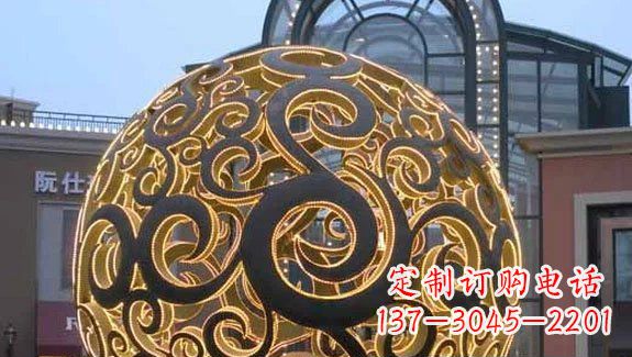 泰安广场镂空球喷泉不锈钢雕塑