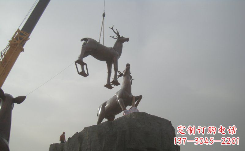泰安梅花鹿动物铜雕,极致精细,表达优雅