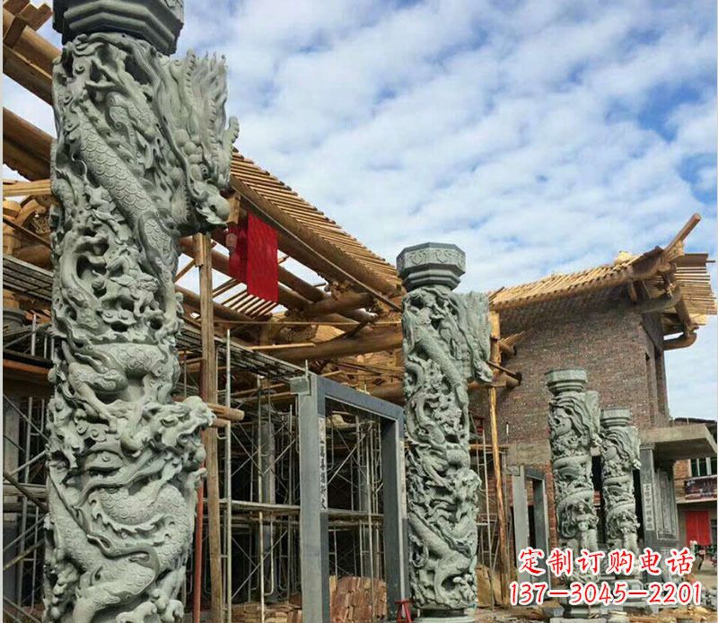 泰安广场盘龙柱大理石柱子石雕