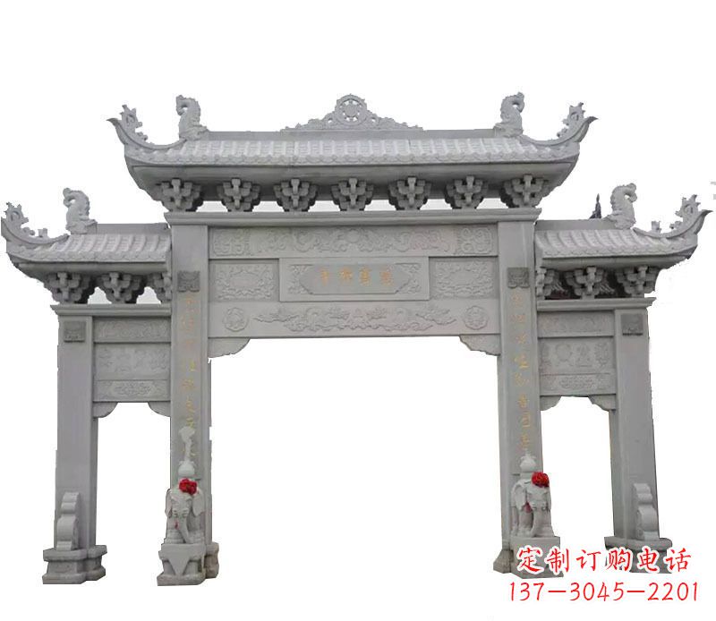 泰安广场三门石牌坊景观石雕