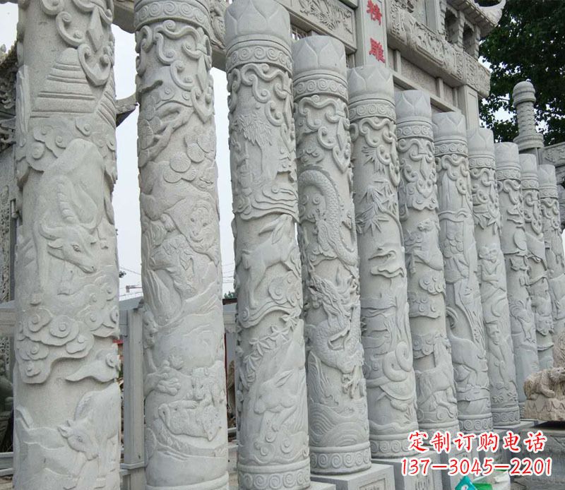 泰安中领雕塑:专业定制十二生肖石柱景观石雕