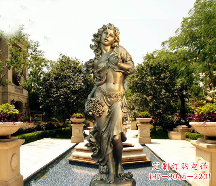 泰安华丽蓬勃的铜雕女神像