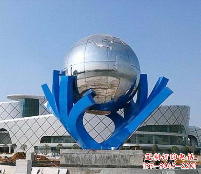 泰安广场托起地球不锈钢抽象雕塑