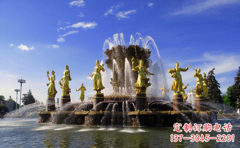 泰安广场西方人物喷泉景观铜雕