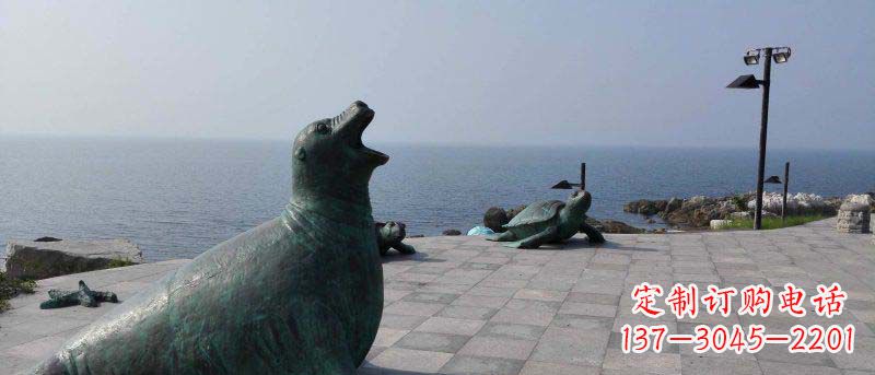 泰安海边海豹动物景观铜雕
