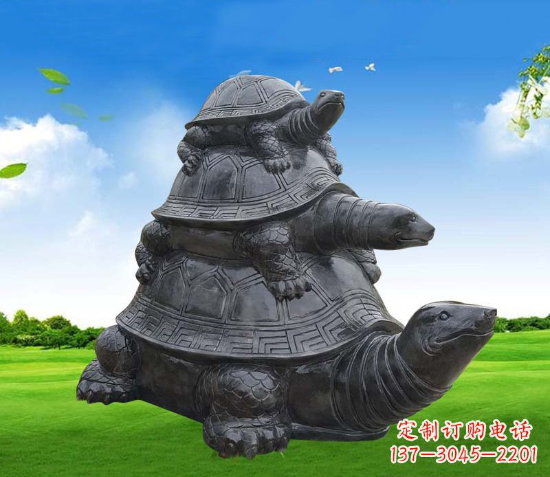 泰安重现经典,海龟母子石雕动物摆件