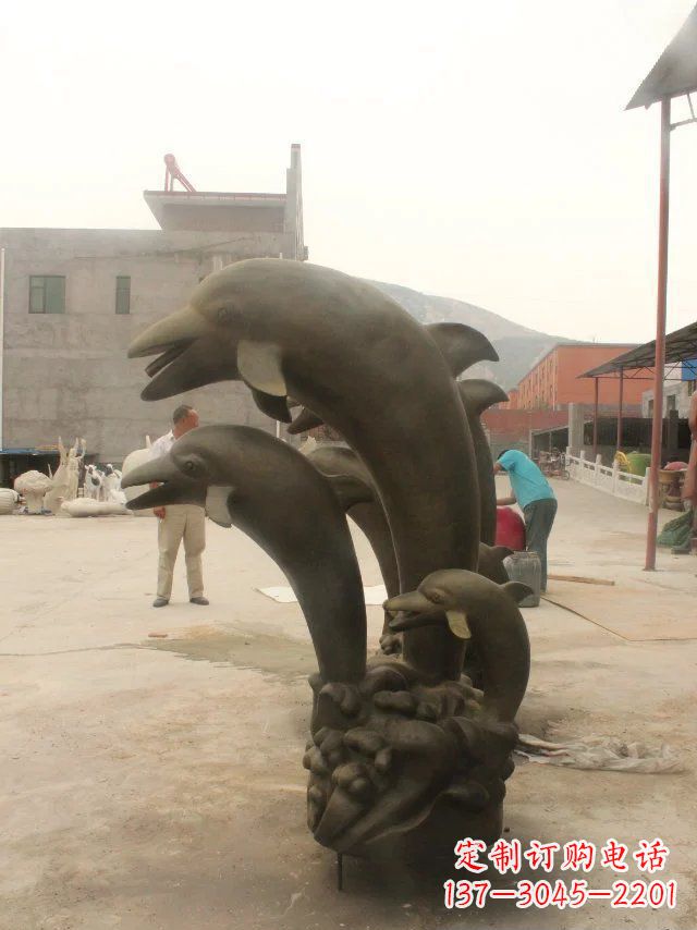 泰安海豚玻璃钢仿铜动物雕塑