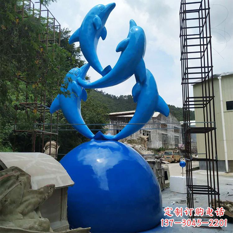 泰安海豚钢筋玻璃景观雕塑