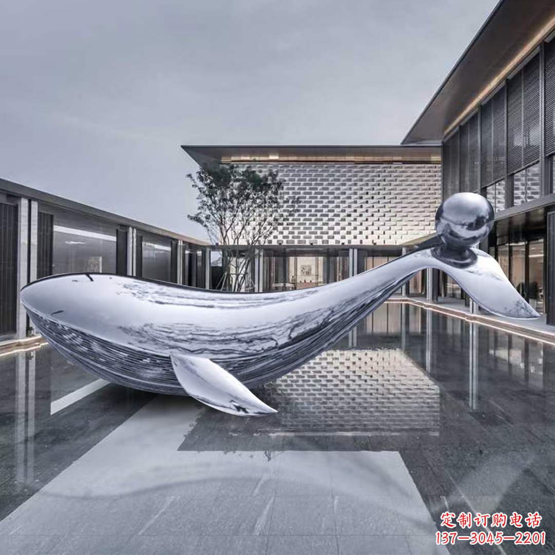 泰安海豚不锈钢镜面雕塑,公园园林大型动物景观