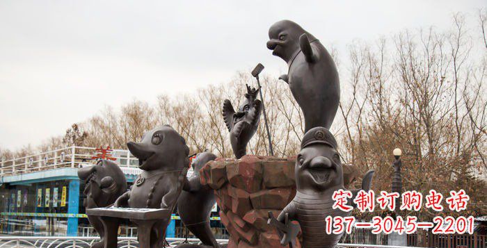 泰安精美铜海豚雕塑,精细雕琢把海豚灵魂融入!