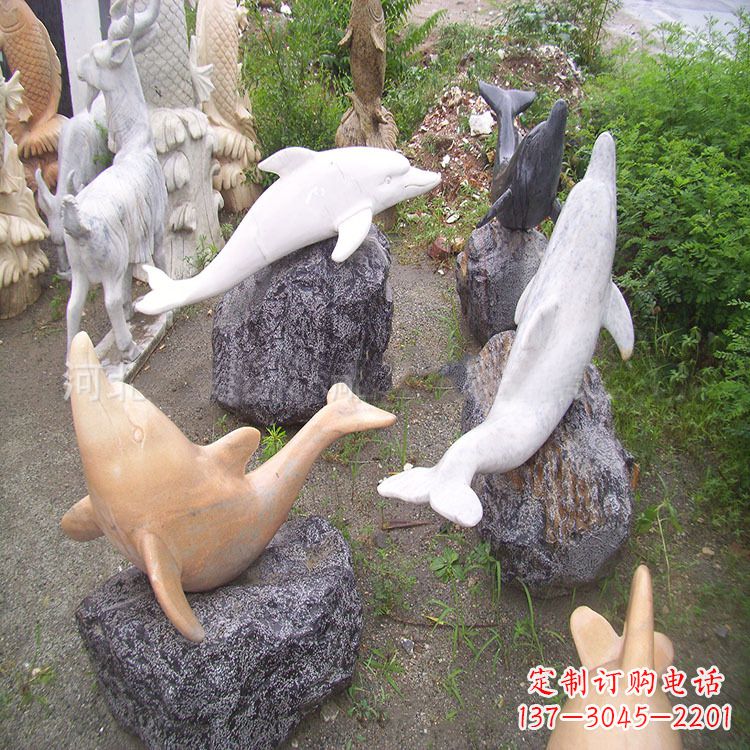 泰安海豚石雕塑,纯手工定制精美艺术品