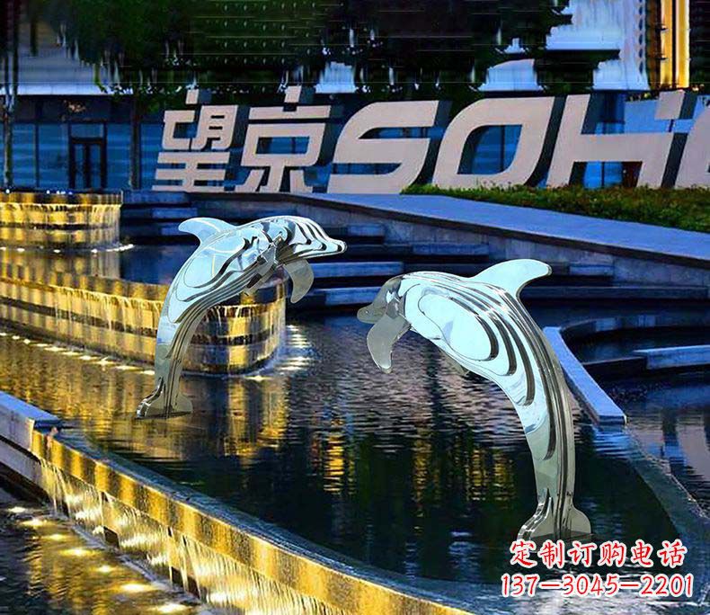 泰安海洋之恋不锈钢海豚雕塑
