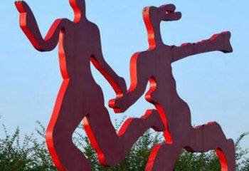 泰安中领雕塑-多彩情侣跑步雕塑
