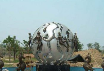 泰安高雅大气不锈钢圆球喷泉雕塑