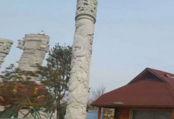 泰安迎宾龙柱石雕——大理石景观雕刻精美艺术品
