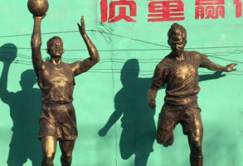 泰安广场铜雕打篮球小品人物雕塑