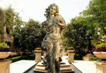 泰安华丽蓬勃的铜雕女神像