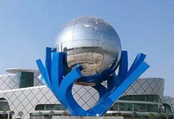 泰安中领雕塑打造把地球握在手中精致不锈钢抽象雕塑