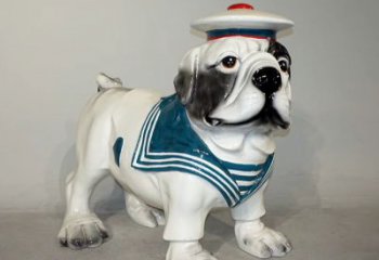 泰安海军玻璃钢仿陶瓷斗牛犬狗雕塑