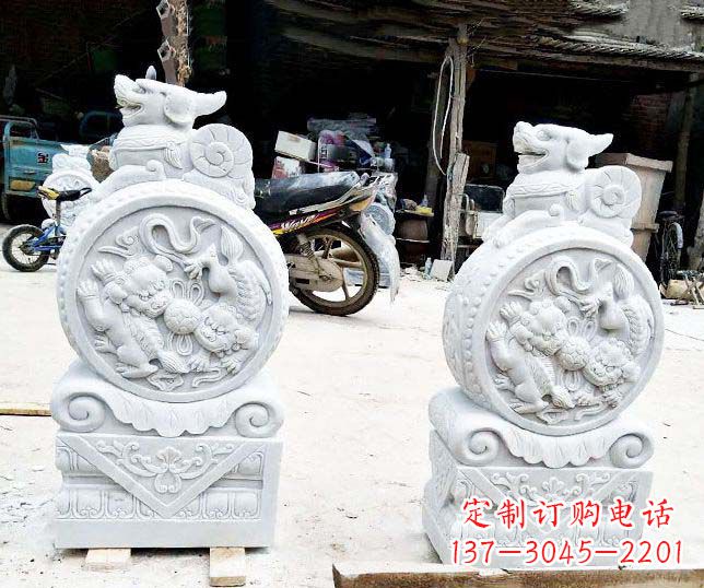 泰安汉白玉招财门墩雕塑