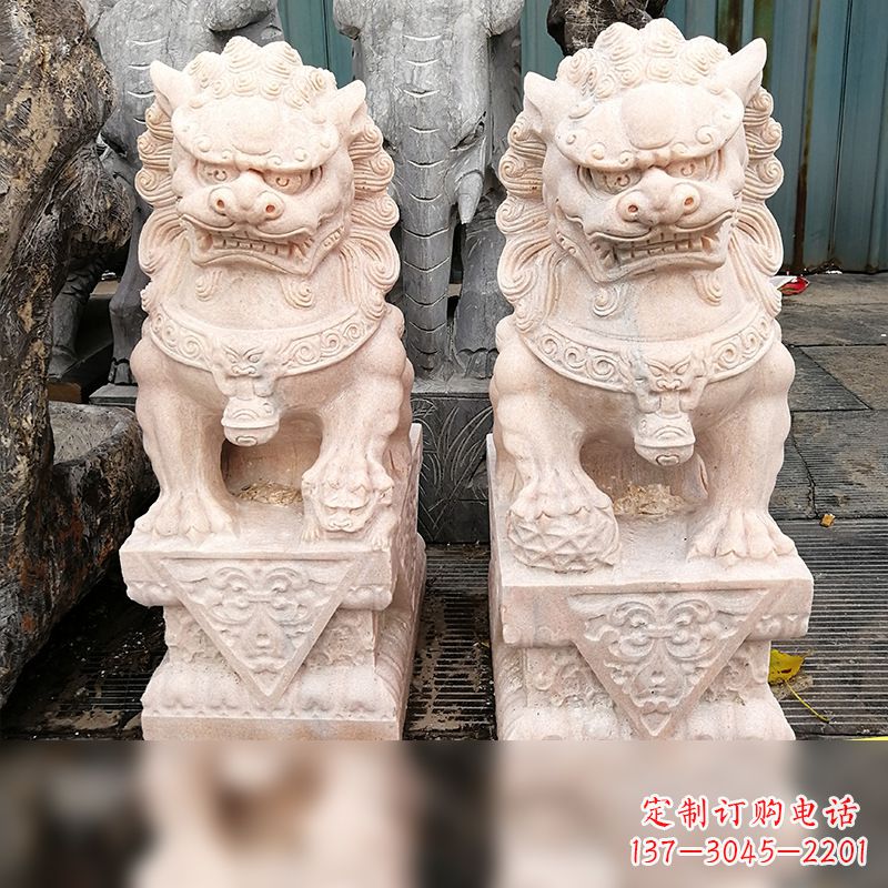 泰安汉白玉狮子雕塑,独特雕刻,展现狮子雄势