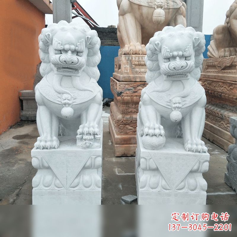 泰安风格精致的汉白玉北京小狮子雕塑