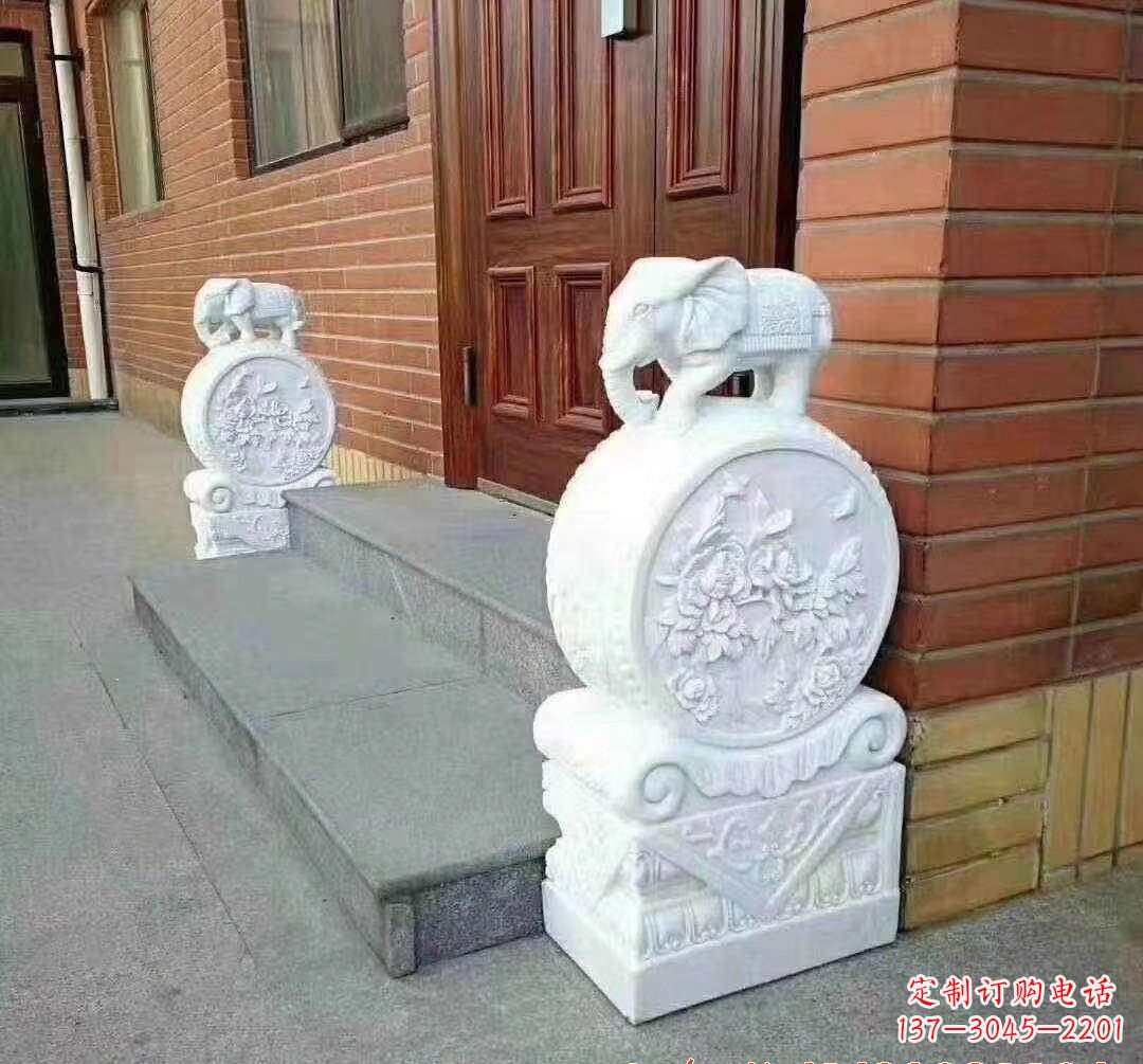 泰安汉白玉大象门墩石雕