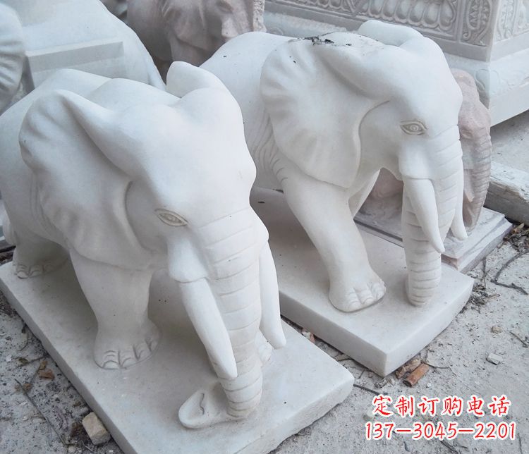 泰安汉白玉大象公园动物石雕
