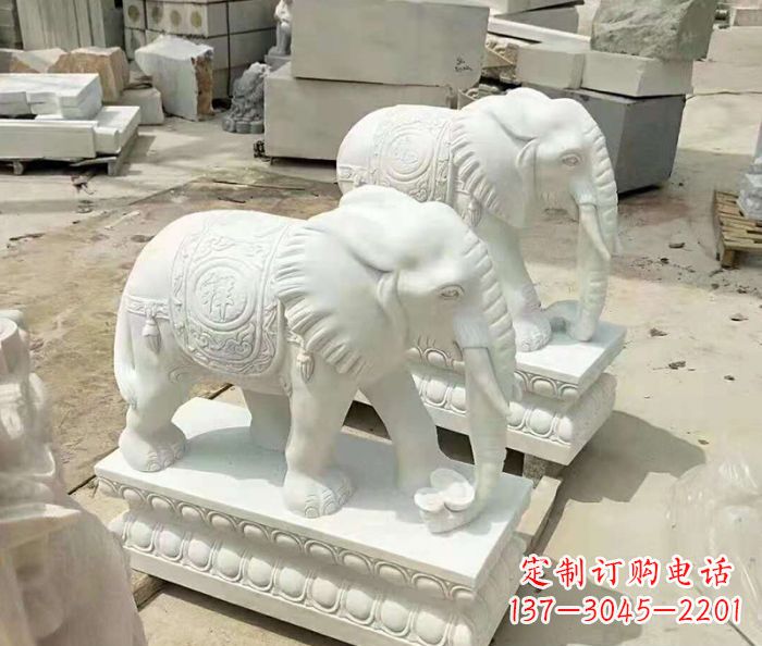 泰安汉白玉大象招财动物石雕