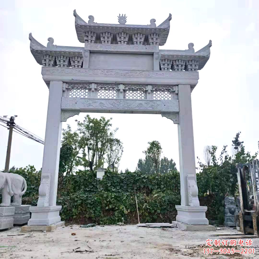 泰安汉白玉单门石牌坊