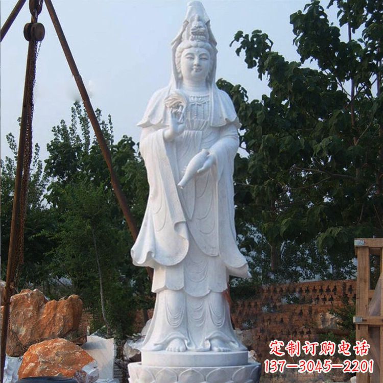泰安汉白玉滴水观音石雕