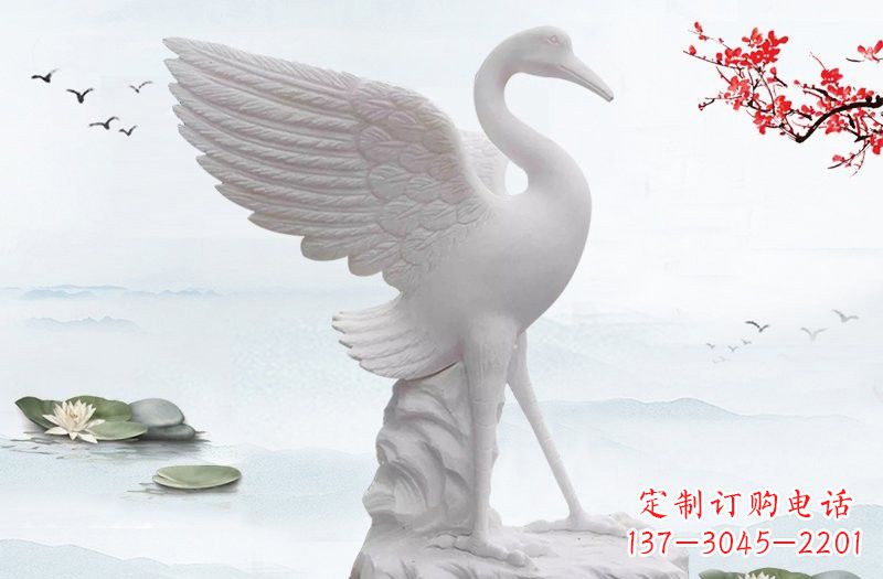 泰安开启一段神奇变化之旅——汉白玉仙鹤雕塑