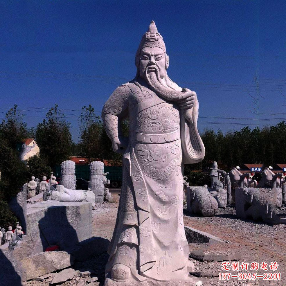 泰安汉白玉关羽石雕像