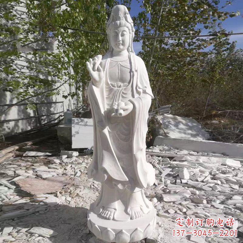 泰安象征观音的汉白玉观音菩萨石雕