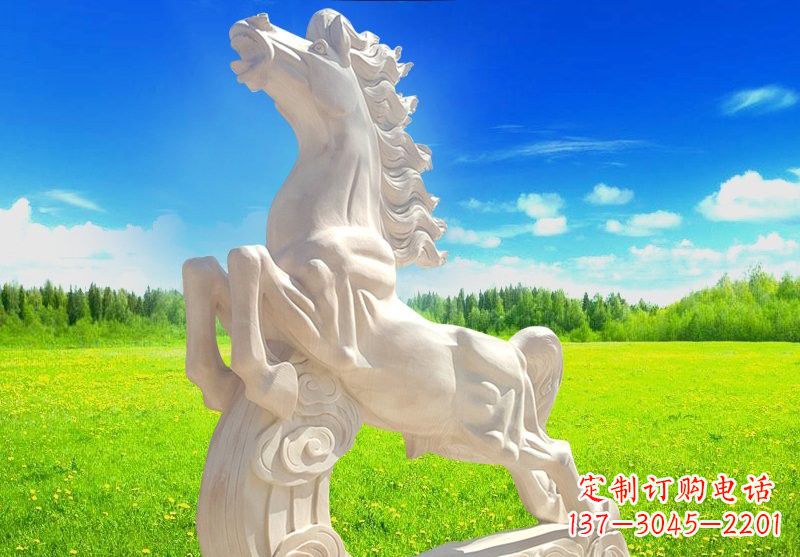 泰安古典精美的汉白玉奔马石雕