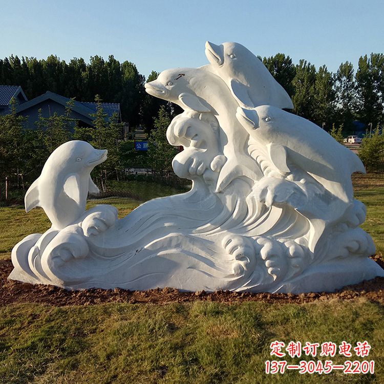 泰安汉白玉海豚雕塑,给您的公园另一种美