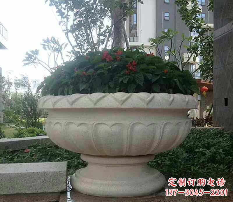 泰安传承艺术美学的汉白玉花盆雕塑