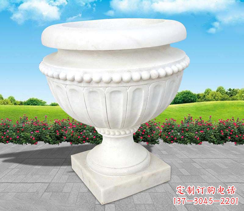 泰安汉白玉景观花盆雕塑