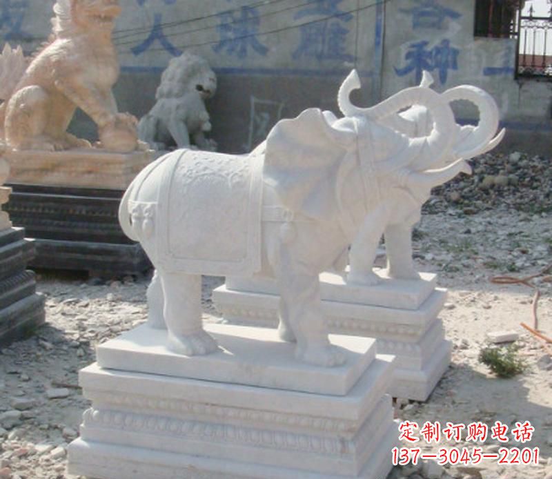 泰安汉白玉天然大象雕塑