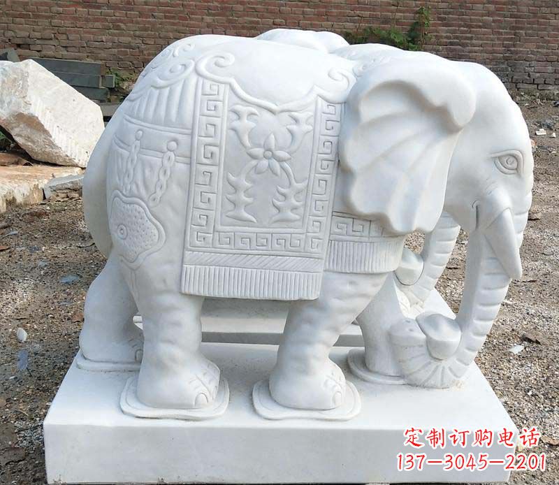 泰安中领雕塑汉白玉卷鼻大象雕塑