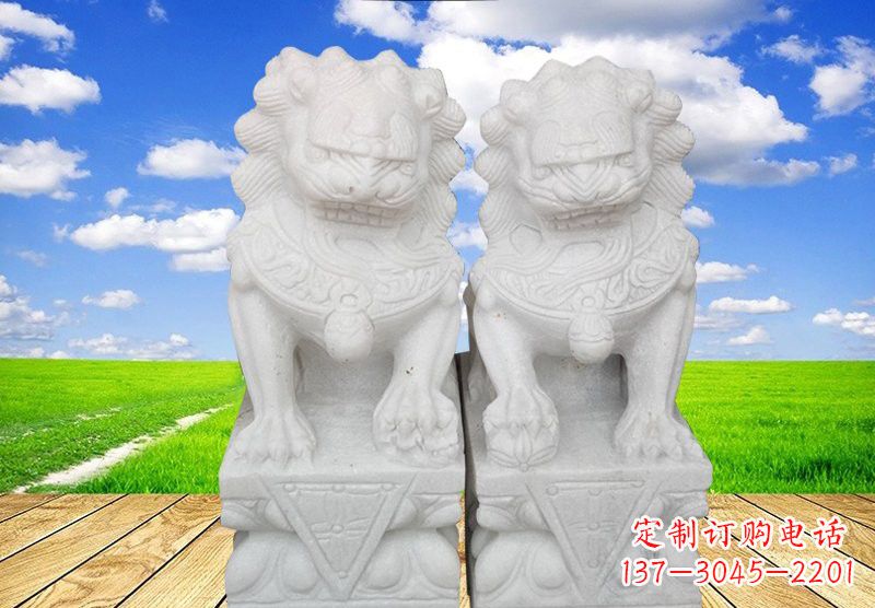 泰安汉白玉看门狮子石雕