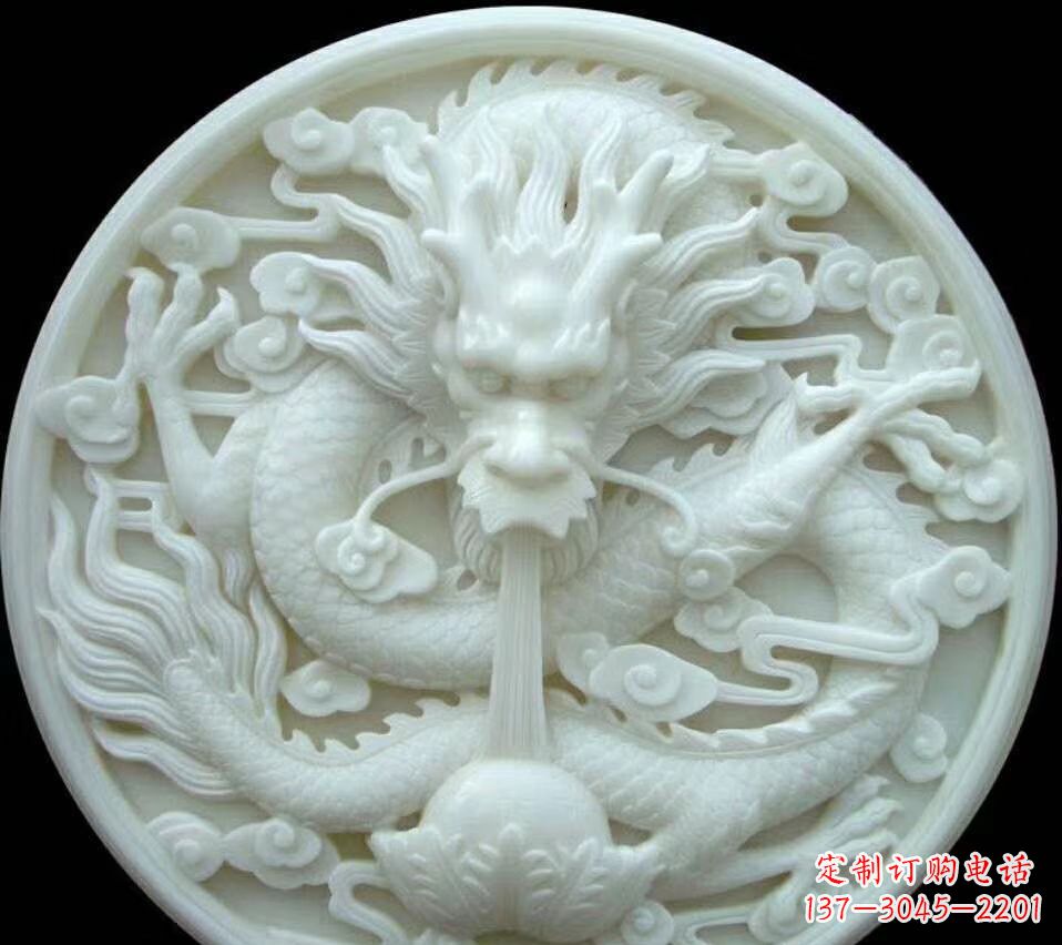 泰安汉白玉雕刻龙头摆件,悠然吟诗引领风尚